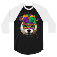 Panda Mardi Gras T  Shirt Panda Mardi Gras Animal Face Carnival Jester 3/4 Sleeve Shirt | Artistshot