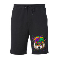 Panda Mardi Gras T  Shirt Panda Mardi Gras Animal Face Carnival Jester Fleece Short | Artistshot