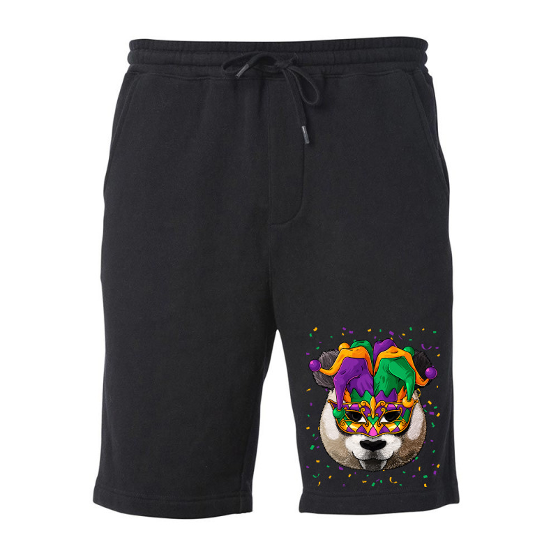 Panda Mardi Gras T  Shirt Panda Mardi Gras Animal Face Carnival Jester Fleece Short | Artistshot