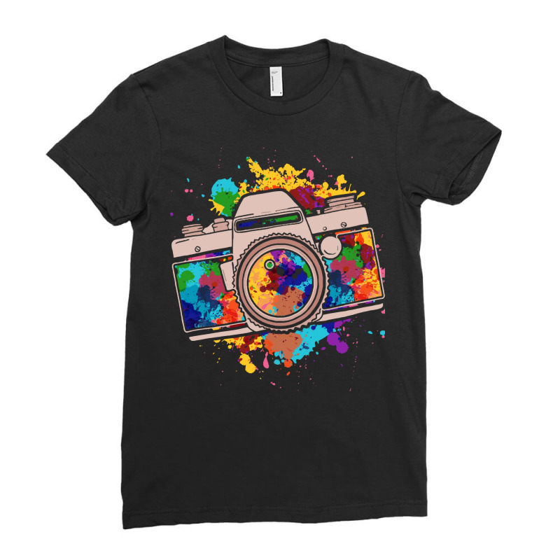 Photography T  Shirt Photograph Colorful Camera Photo Photographer Pho Ladies Fitted T-Shirt by sengeryasmin | Artistshot