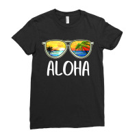 Aloha Hawaii Hawaiian Island Sunglasses Palm Trees Beach T Shirt Ladies Fitted T-shirt | Artistshot