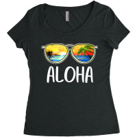 Aloha Hawaii Hawaiian Island Sunglasses Palm Trees Beach T Shirt Women's Triblend Scoop T-shirt | Artistshot