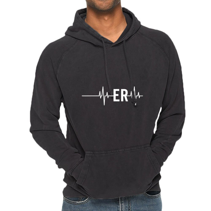 Emergency Medicine Physician Nurse Gift Er Heartbeat T Shirt Vintage Hoodie | Artistshot