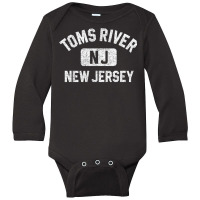 Toms River Nj New Jersey Gym Style Distressed White Print T Shirt Long Sleeve Baby Bodysuit | Artistshot