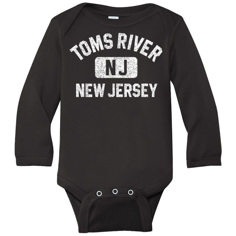 Toms River Nj New Jersey Gym Style Distressed White Print T Shirt Long Sleeve Baby Bodysuit by rierauigentrythe | Artistshot