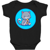 Cute Cat Holding Fish Cartoon Baby Bodysuit | Artistshot