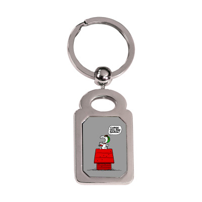 Snoopy: Curse You Red Baron! Silver Rectangle Keychain Designed By Pop Cultured