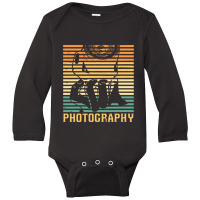 Photography T  Shirt Retro Camera Photo Photographer   Vintage Photogr Long Sleeve Baby Bodysuit | Artistshot