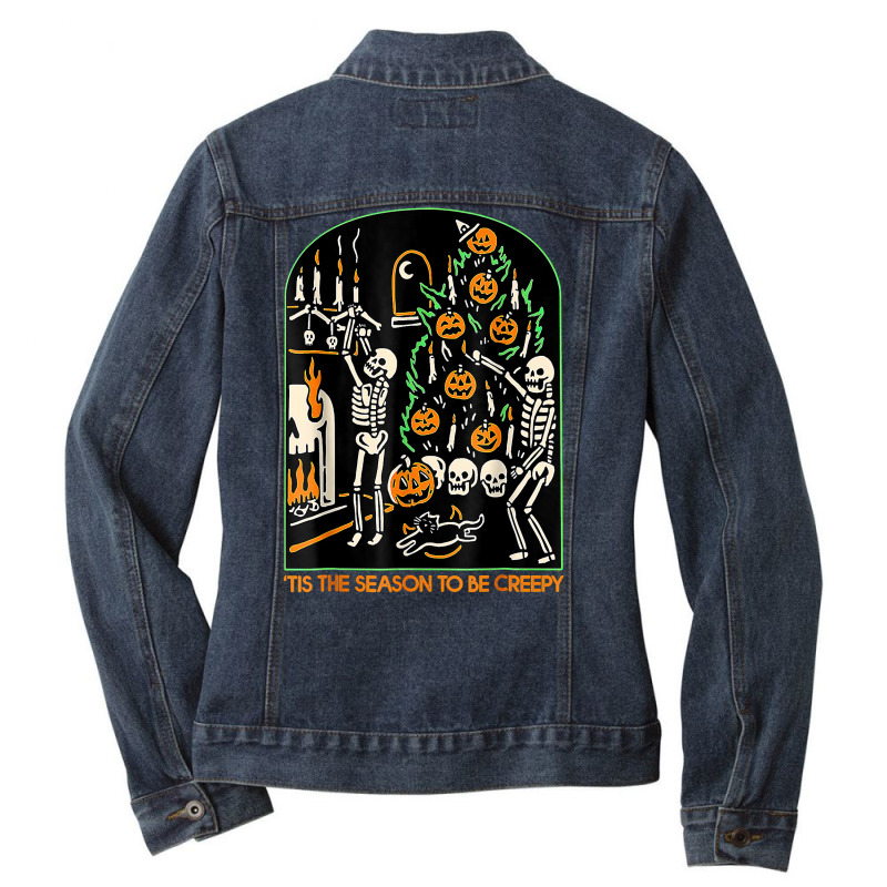 Tis The Season To Be Creepy, Dead Inside Halloween T Shirt Ladies Denim Jacket by morelypylagertq | Artistshot