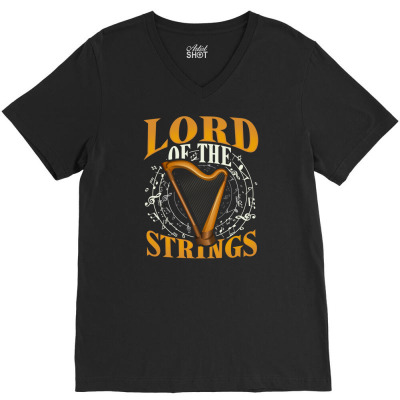 Harp Strings Strings Chordophone String Instrument V-neck Tee Designed By Chuart