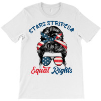 Pro Choice Feminist Stars Stripes Equal Rights Messy Bun T Shirt T-shirt | Artistshot