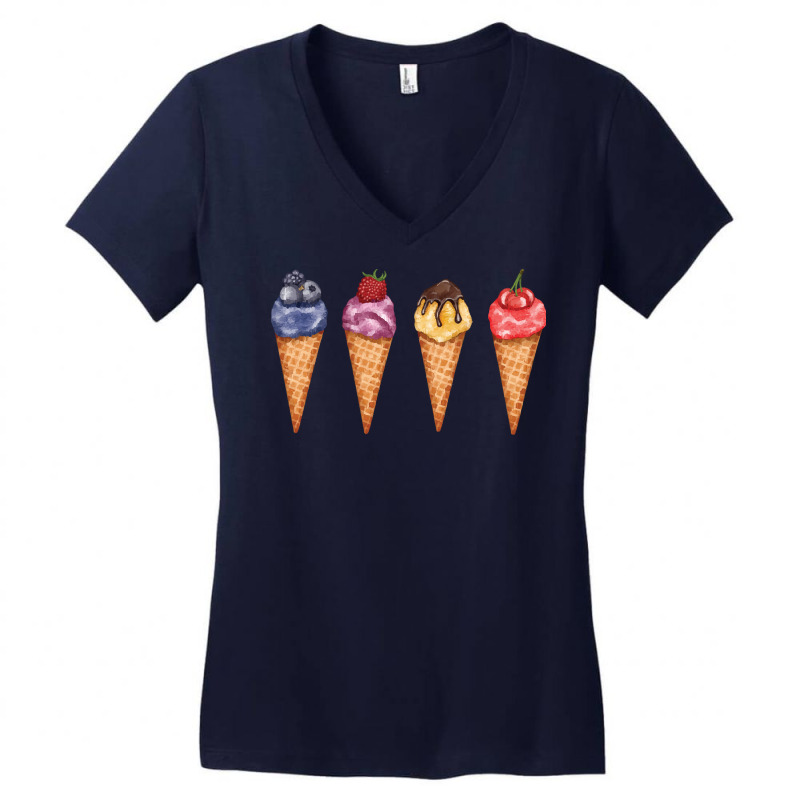 Assorted Ice Cream Cones T  Shirt Assorted Ice Cream Cones Set   Blueb Women's V-Neck T-Shirt by ebertlance489 | Artistshot