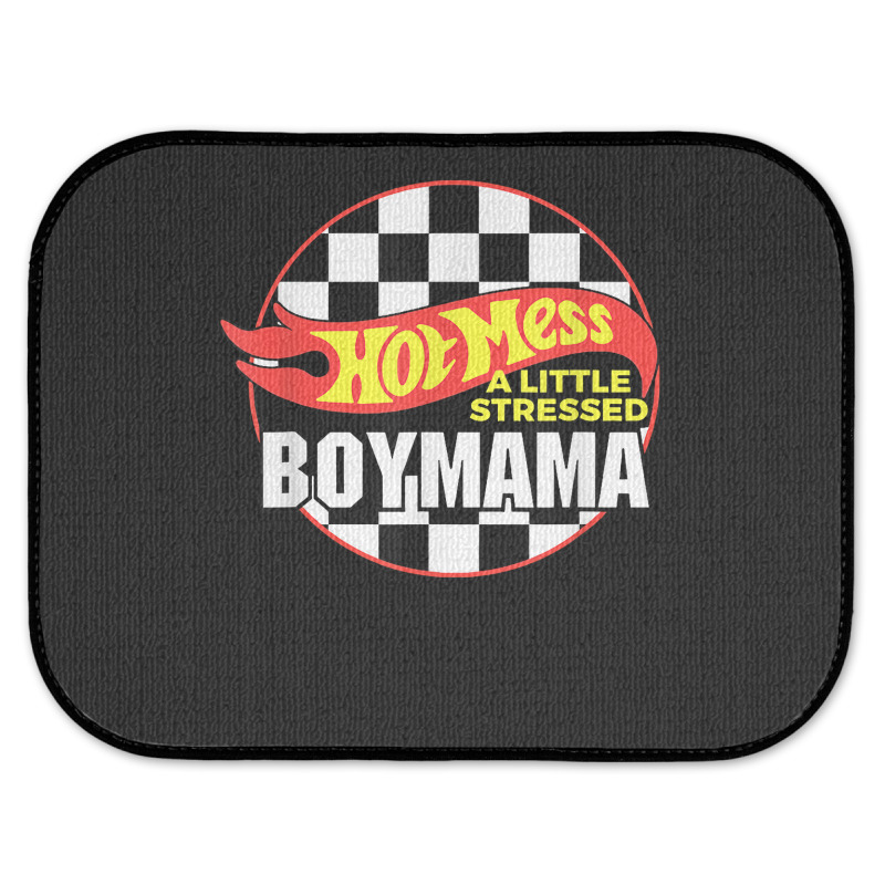 Gift For Boy Mama Hot Mess A Little Stressed Boy Mama T Shirt Rear Car Mat | Artistshot