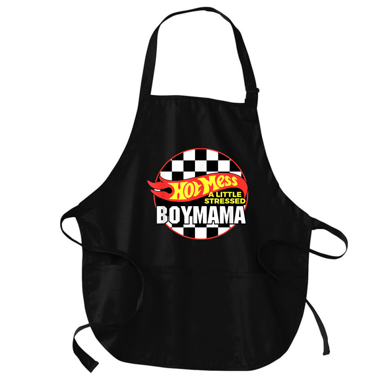 Gift For Boy Mama Hot Mess A Little Stressed Boy Mama T Shirt Medium-length Apron | Artistshot