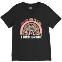 Welcome Back To School Third Grade Teacher Rainbow Leopard T Shirt V-neck Tee | Artistshot