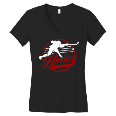 Ice Hockey Tshirt Club Floorball Hockey Stick (2) Women's V-neck T-shirt Designed By Chuart