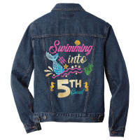 5th Grade Back To School Mermaid Swimming Girls Men Denim Jacket | Artistshot