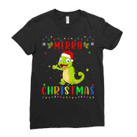 Xmas Light Chameleon Design Matching Christmas Pajama T Shirt Ladies Fitted T-shirt | Artistshot