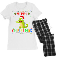 Xmas Light Chameleon Design Matching Christmas Pajama T Shirt Women's Pajamas Set | Artistshot