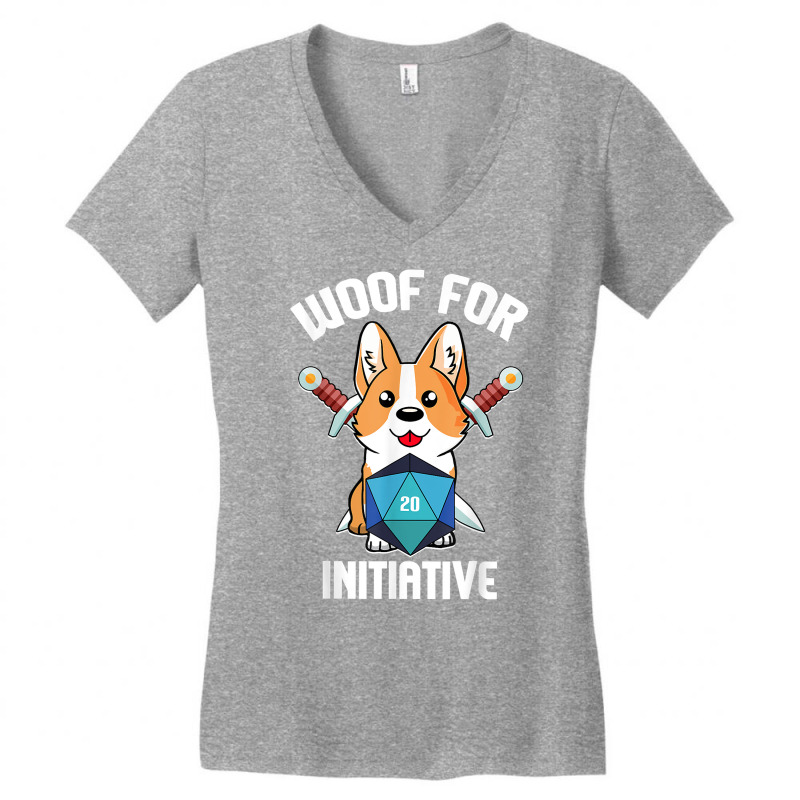 Woof For Initiative Funny Corgi D20 Rpg Tabletop Gamer Dogs T Shirt Women's V-Neck T-Shirt by cucciailleveretcq | Artistshot