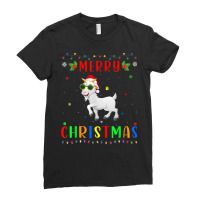 Xmas Light Goat Design Matching Christmas Pajama T Shirt Ladies Fitted T-shirt | Artistshot