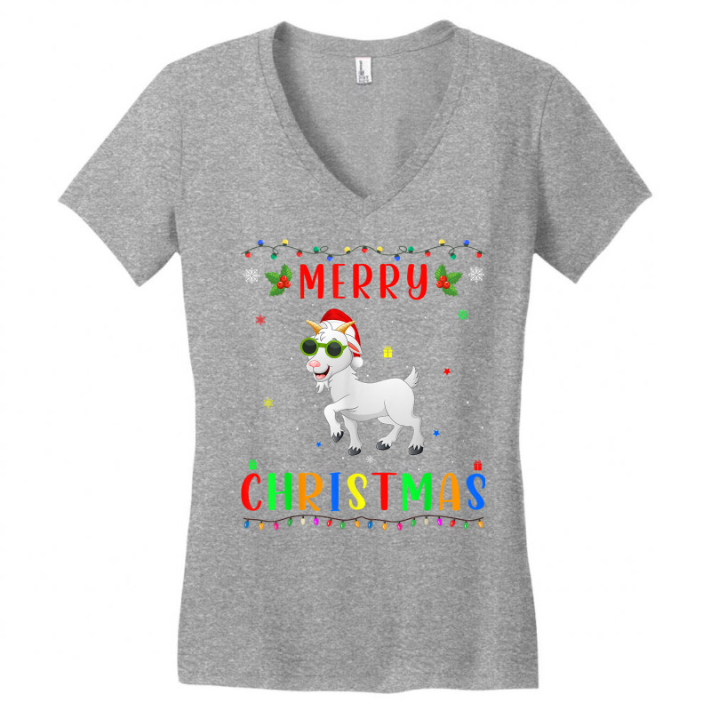 Xmas Light Goat Design Matching Christmas Pajama T Shirt Women's V-Neck T-Shirt by morelypylagertq | Artistshot