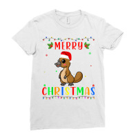 Xmas Light Platypus Design Matching Christmas Pajama T Shirt Ladies Fitted T-shirt | Artistshot