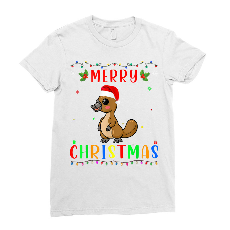 Xmas Light Platypus Design Matching Christmas Pajama T Shirt Ladies Fitted T-Shirt by roussoevjaapg6u | Artistshot