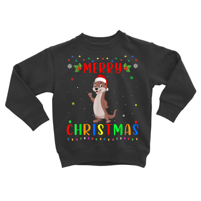 Xmas Light Otter Design Matching Christmas Pajama T Shirt Toddler Sweatshirt by morelypylagertq | Artistshot