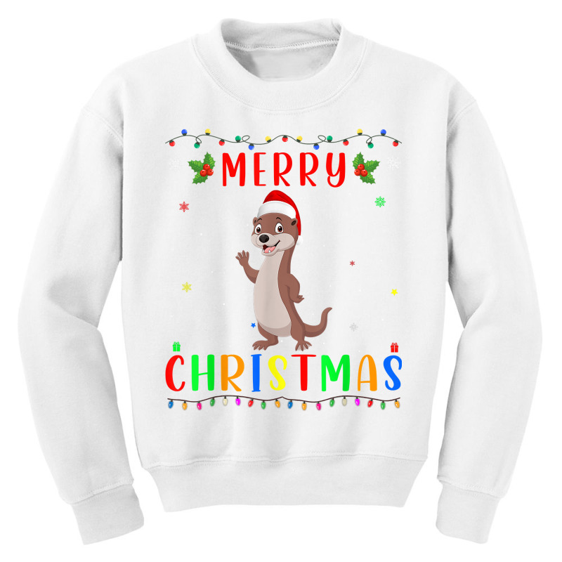 Xmas Light Otter Design Matching Christmas Pajama T Shirt Youth Sweatshirt by morelypylagertq | Artistshot