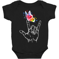 I Love You Hand Sign Language Butterfly Autism Awareness T Shirt Baby Bodysuit | Artistshot