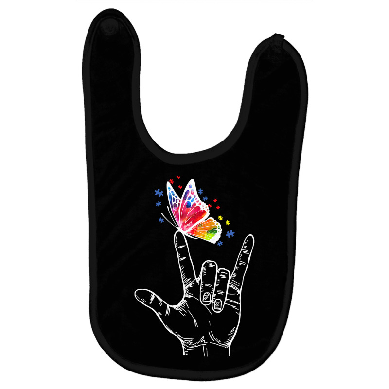 I Love You Hand Sign Language Butterfly Autism Awareness T Shirt Baby Bibs by Binhthai9809 | Artistshot