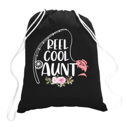 Funny Fishing Reel Cool Aunt Drawstring Bags By Cogentprint