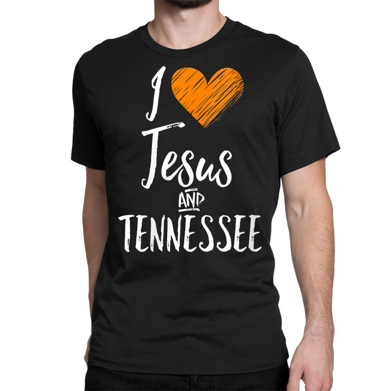 Womens I Love Jesus And Tennessee Shirt Orange Heart Cute Fan Gift V N Classic T-shirt by paisleafuscaldo | Artistshot