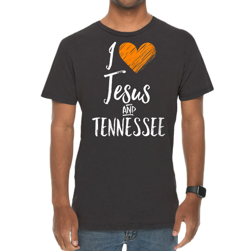 Womens I Love Jesus And Tennessee Shirt Orange Heart Cute Fan Gift V N Vintage T-Shirt by paisleafuscaldo | Artistshot