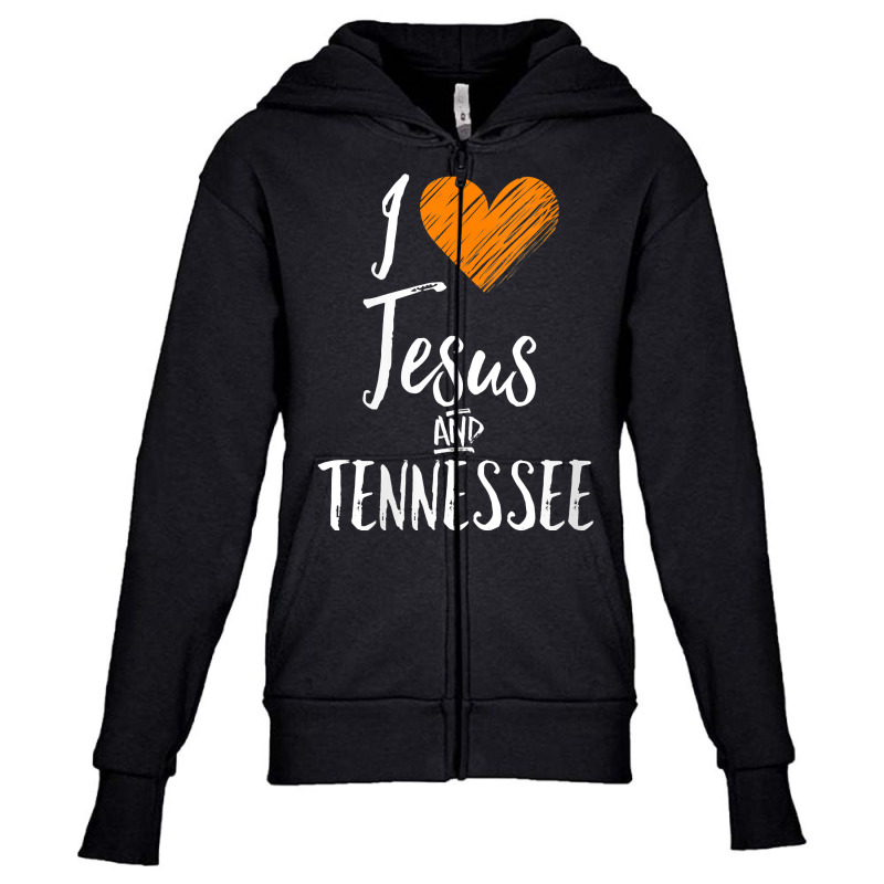 Womens I Love Jesus And Tennessee Shirt Orange Heart Cute Fan Gift V N Youth Zipper Hoodie by paisleafuscaldo | Artistshot