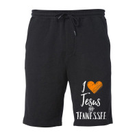 Womens I Love Jesus And Tennessee Shirt Orange Heart Cute Fan Gift V N Fleece Short | Artistshot