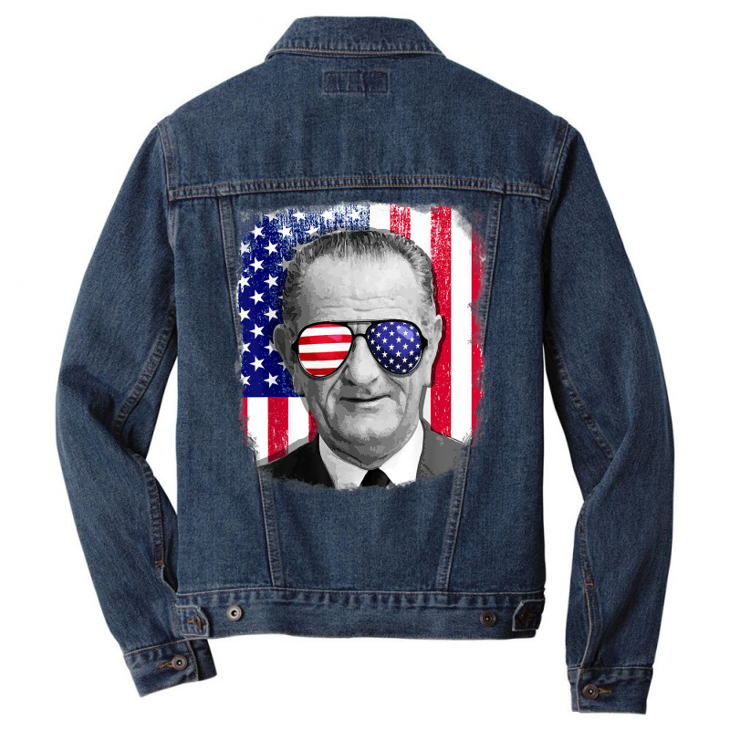 Lyndon B Johnson Us Flag Tshirt 4th Of July Men Denim Jacket by Sowells | Artistshot