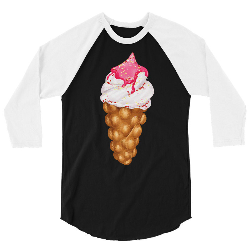 Bubble Waffle Ice Cream T  Shirt Egg Bubble Waffle Vanilla Ice Cream W 3/4 Sleeve Shirt by ebertlance489 | Artistshot