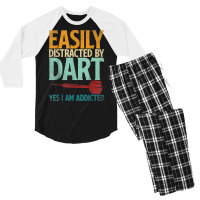 Dart Dartboard Easily Distracted By Dart Yes I'm Addicted T Shirt Men's 3/4 Sleeve Pajama Set | Artistshot