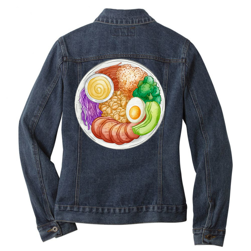 Buddha Bowl Rice And Veggies T  Shirt Delicious Buddha Bowl T  Shirt Ladies Denim Jacket by ebertlance489 | Artistshot