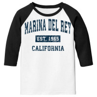 Womens Marina Del Rey California Ca Vintage Sports Design Navy V Neck Youth 3/4 Sleeve | Artistshot