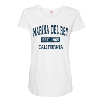 Womens Marina Del Rey California Ca Vintage Sports Design Navy V Neck Maternity Scoop Neck T-shirt | Artistshot