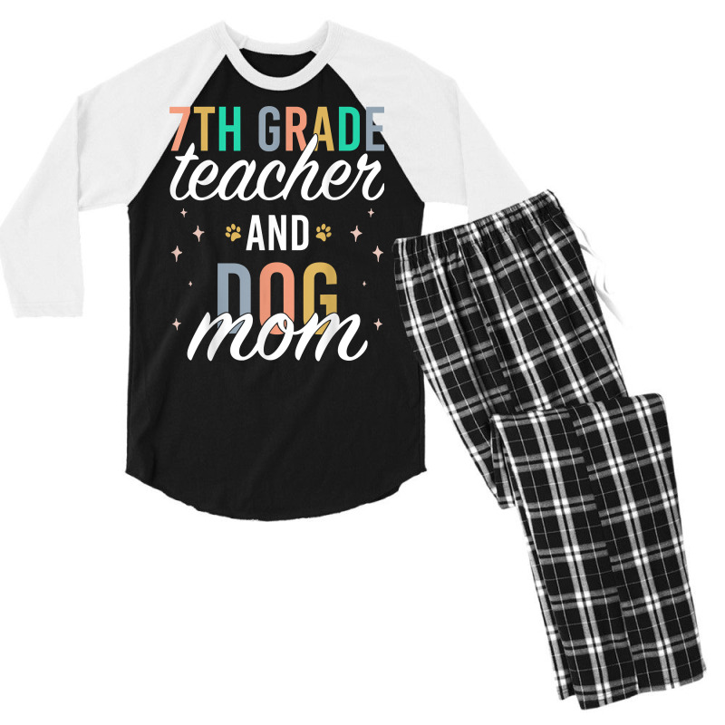 Seventh Grade Teacher Dog Mom Back To School 7th Grade Squad T Shirt Men's 3/4 Sleeve Pajama Set | Artistshot