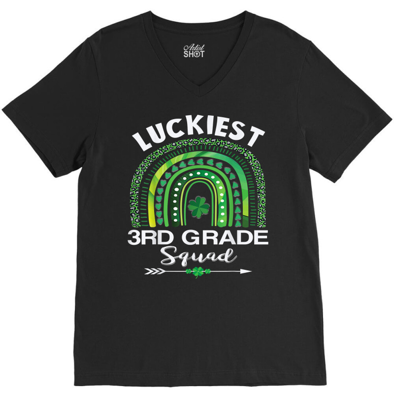 St Patrick Day Teacher Gift Cute Luckiest 3rd Grade Squad T Shirt V-neck Tee | Artistshot