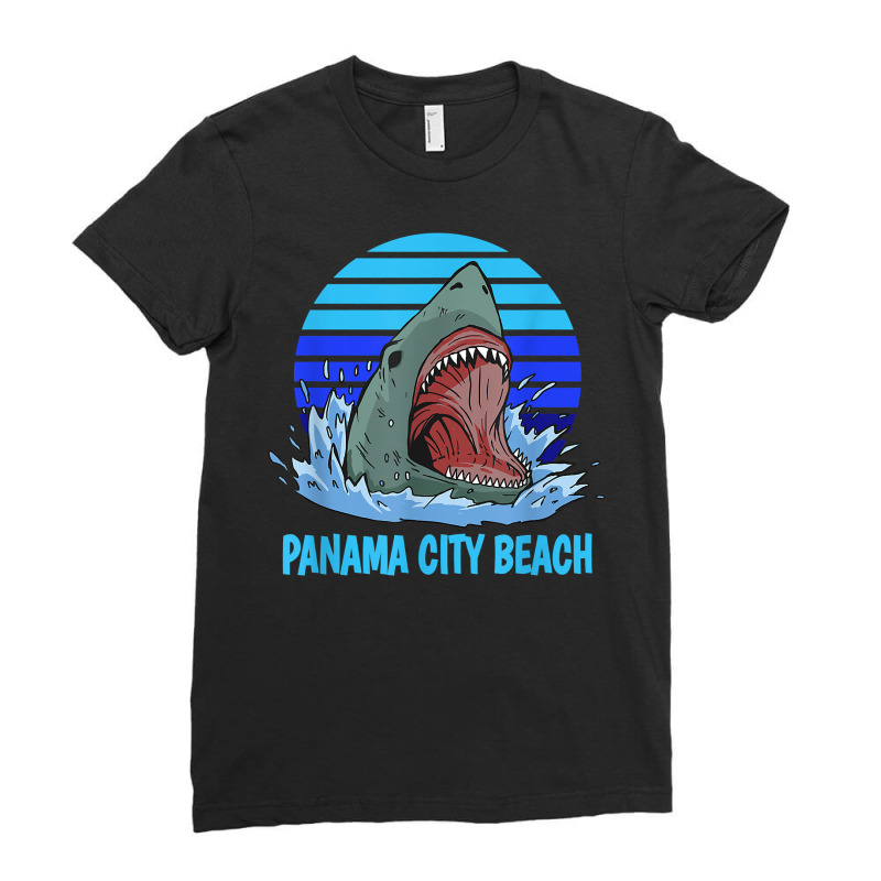 Panama City Beach Vacation Shark Theme T Shirt Ladies Fitted T-Shirt by Sowells | Artistshot