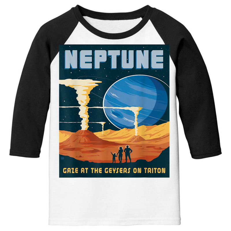 Retro Neptune Gaze At The Geysers On Triton Space Tourism T Shirt Youth 3/4 Sleeve by puawhla | Artistshot