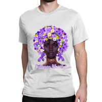 Purple Flowers Afro Hair Black Woman Epilepsy Warrior T Shirt Classic T-shirt | Artistshot