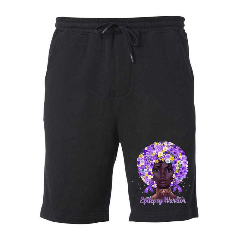 Purple Flowers Afro Hair Black Woman Epilepsy Warrior T Shirt Fleece Short | Artistshot