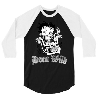 Betty Boop Motorcycle 3/4 Sleeve Shirt Designed By Alextout